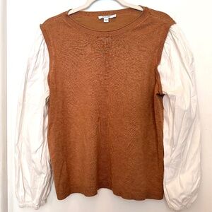 Chico’s Sweater Top | Size L | Brown & White | Layered Look